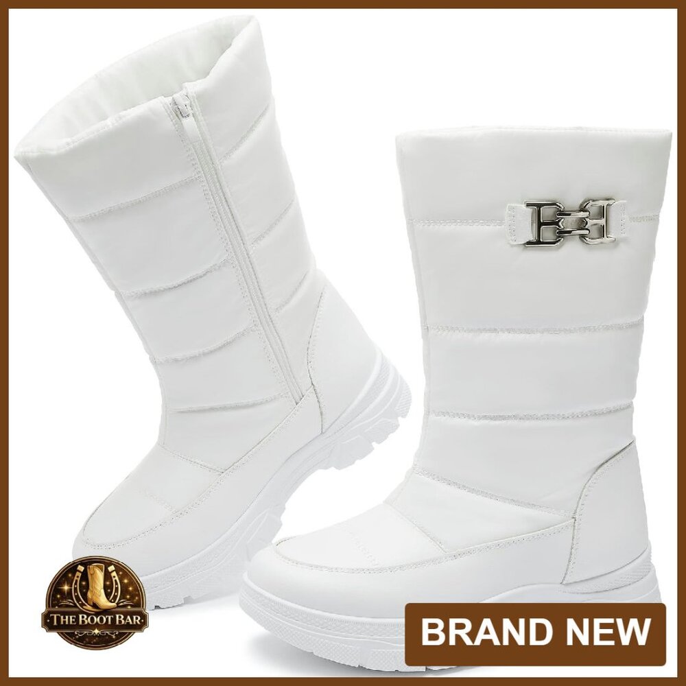 Women's Mid Calf Snow Boots Faux Fur Lined Side Zipper Non-Slip Winter